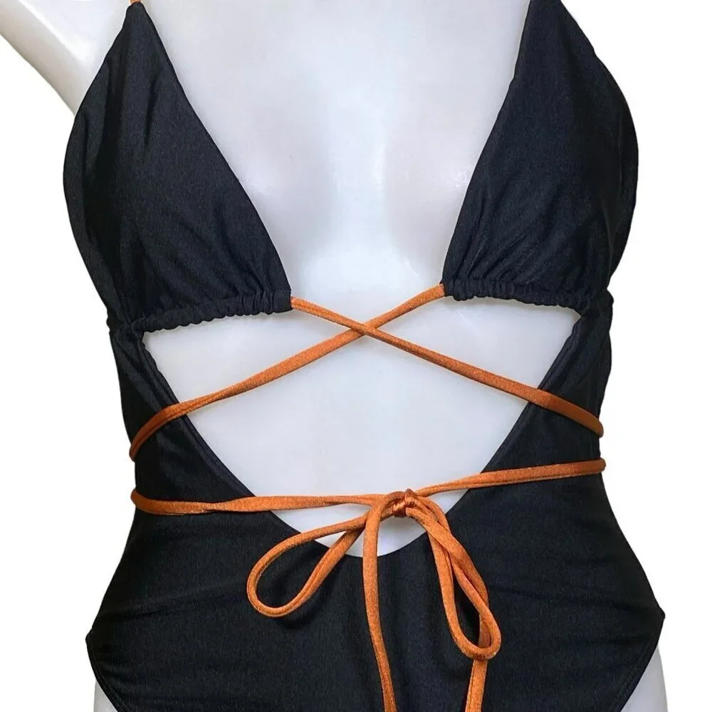 Camila Coelho Angelo One Piece in Black & Camel